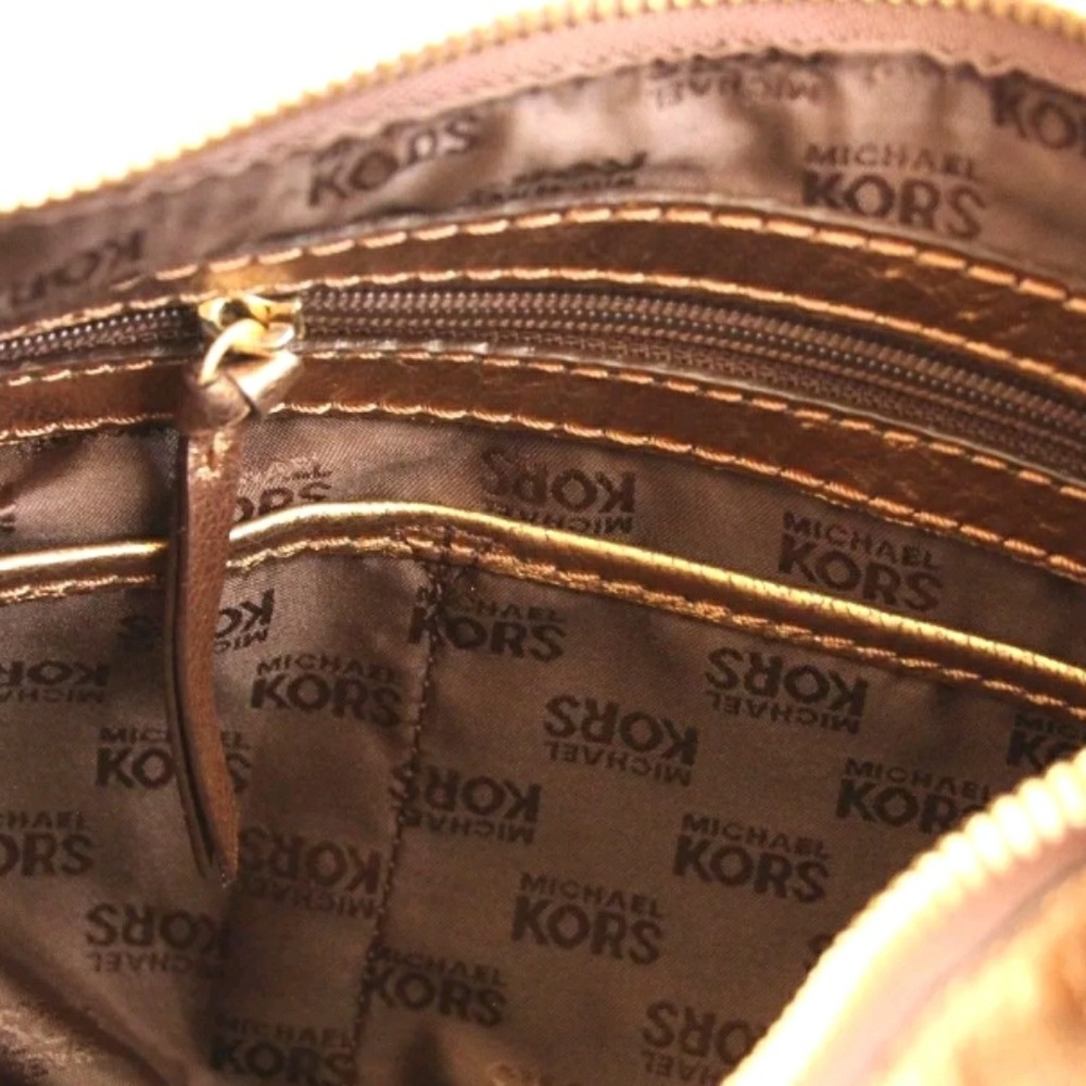 MICHAEL KORS Studded Gold Hobo Handbag Leather - Picture 7 of 8